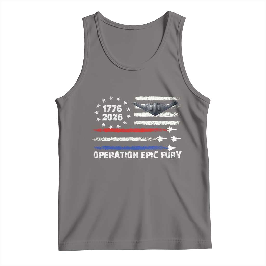 Operation Epic Fury 1776 2026 American Flag Aviation Tank Top Freedom Anniversary Statement TS02 Deep Heather Print Your Wear