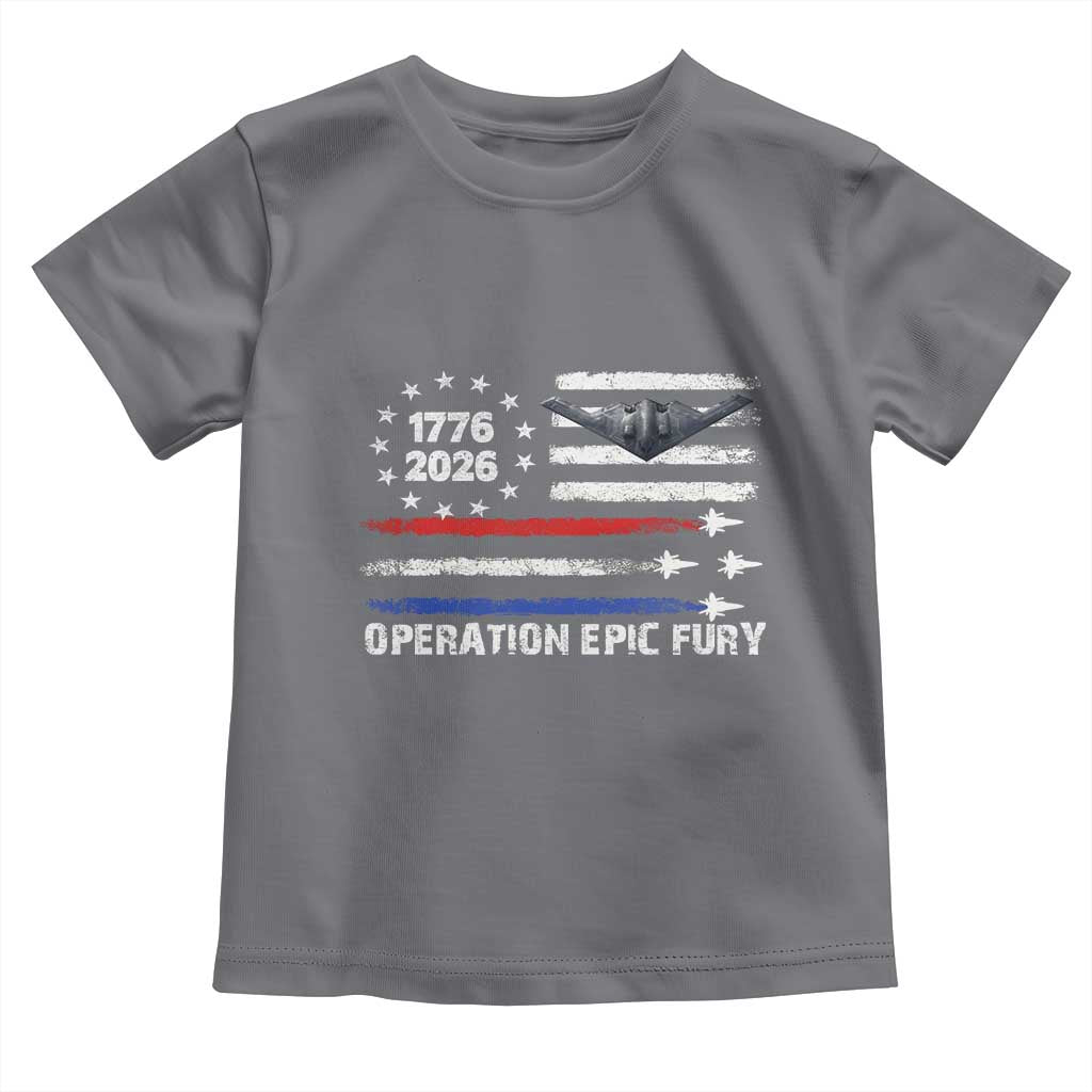Operation Epic Fury 1776 2026 American Flag Aviation Toddler T Shirt Freedom Anniversary Statement TS02 Charcoal Print Your Wear