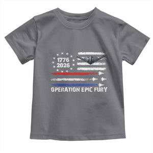 Operation Epic Fury 1776 2026 American Flag Aviation Toddler T Shirt Freedom Anniversary Statement TS02 Charcoal Print Your Wear