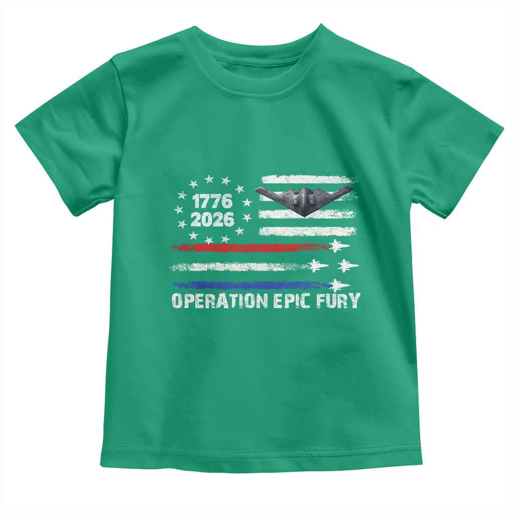 Operation Epic Fury 1776 2026 American Flag Aviation Toddler T Shirt Freedom Anniversary Statement TS02 Irish Green Print Your Wear