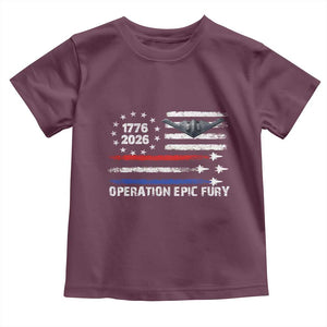 Operation Epic Fury 1776 2026 American Flag Aviation Toddler T Shirt Freedom Anniversary Statement TS02 Maroon Print Your Wear