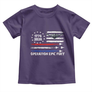 Operation Epic Fury 1776 2026 American Flag Aviation Toddler T Shirt Freedom Anniversary Statement TS02 Purple Print Your Wear