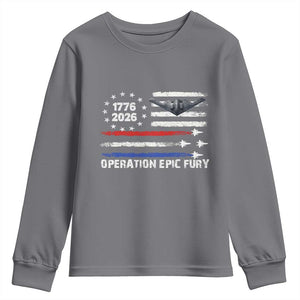 Operation Epic Fury 1776 2026 American Flag Aviation Youth Sweatshirt Freedom Anniversary Statement TS02 Charcoal Print Your Wear