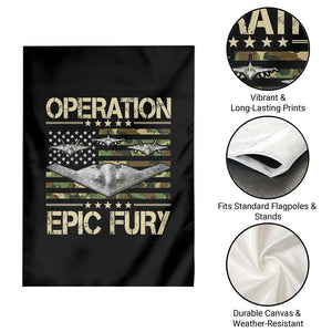 Operation Epic Fury Camo American Flag Garden Flag B12 Spirit Stealth Bomber Formation Patriotic Air Power TS02 Print Your Wear