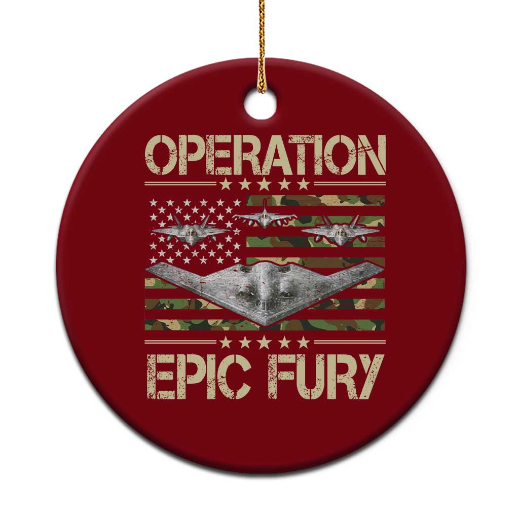 Operation Epic Fury Camo American Flag Ceramic Ornament B12 Spirit Stealth Bomber Formation Patriotic Air Power TS02 1pc Red Print Your Wear