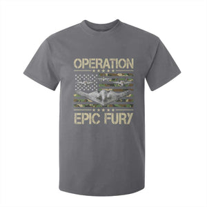Operation Epic Fury Camo American Flag T Shirt For Kid B12 Spirit Stealth Bomber Formation Patriotic Air Power TS02 Charcoal Print Your Wear