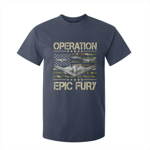 Operation Epic Fury Camo American Flag T Shirt For Kid B12 Spirit Stealth Bomber Formation Patriotic Air Power TS02 Navy Print Your Wear