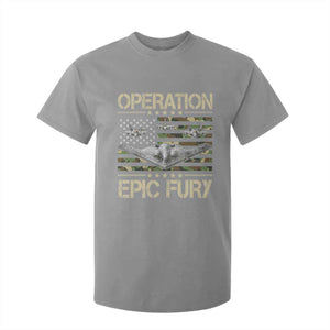 Operation Epic Fury Camo American Flag T Shirt For Kid B12 Spirit Stealth Bomber Formation Patriotic Air Power TS02 Sport Gray Print Your Wear