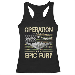 Operation Epic Fury Camo American Flag Racerback Tank Top B12 Spirit Stealth Bomber Formation Patriotic Air Power TS02 Black Print Your Wear