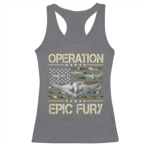 Operation Epic Fury Camo American Flag Racerback Tank Top B12 Spirit Stealth Bomber Formation Patriotic Air Power TS02 Charcoal Print Your Wear