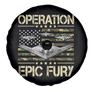 Operation Epic Fury Camo American Flag Spare Tire Cover B12 Spirit Stealth Bomber Formation Patriotic Air Power TS02 Print Your Wear