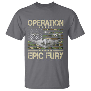 Operation Epic Fury Camo American Flag T Shirt B12 Spirit Stealth Bomber Formation Patriotic Air Power TS02 Charcoal Print Your Wear