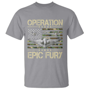 Operation Epic Fury Camo American Flag T Shirt B12 Spirit Stealth Bomber Formation Patriotic Air Power TS02 Sport Gray Print Your Wear