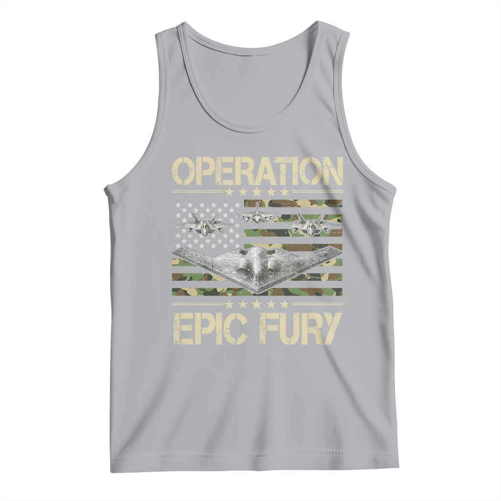 Operation Epic Fury Camo American Flag Tank Top B12 Spirit Stealth Bomber Formation Patriotic Air Power TS02 Athletic Heather Print Your Wear