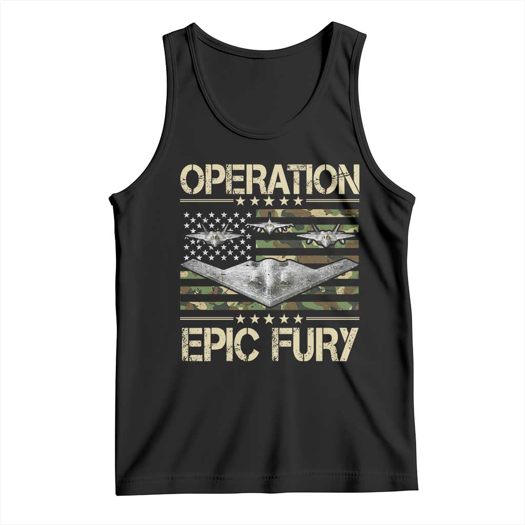 Operation Epic Fury Camo American Flag Tank Top B12 Spirit Stealth Bomber Formation Patriotic Air Power TS02 Black Print Your Wear
