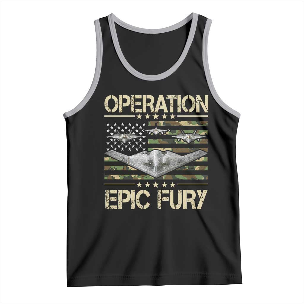 Operation Epic Fury Camo American Flag Tank Top B12 Spirit Stealth Bomber Formation Patriotic Air Power TS02 Black Athletic Heather Print Your Wear