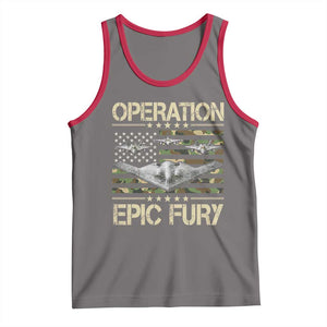 Operation Epic Fury Camo American Flag Tank Top B12 Spirit Stealth Bomber Formation Patriotic Air Power TS02 Deep Heather Red Print Your Wear