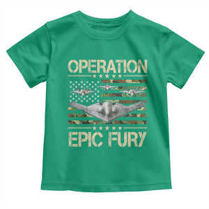 Operation Epic Fury Camo American Flag Toddler T Shirt B12 Spirit Stealth Bomber Formation Patriotic Air Power TS02 Irish Green Print Your Wear