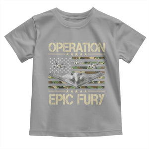 Operation Epic Fury Camo American Flag Toddler T Shirt B12 Spirit Stealth Bomber Formation Patriotic Air Power TS02 Sport Gray Print Your Wear