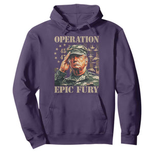 Operation Epic Fury 45 47 Patriotic Trump Salute Hoodie Leadership American Strength TS02 Purple Print Your Wear