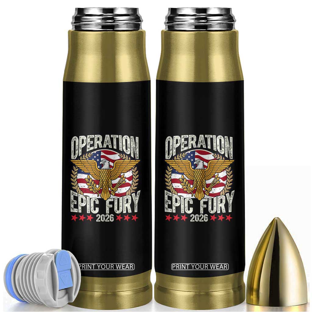 Operation Epic Fury 2026 Patriotic Eagle Crest Bullet Tumbler American Strength and Freedom TS02 Black Print Your Wear