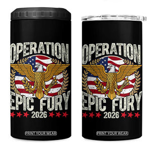 Operation Epic Fury 2026 Patriotic Eagle Crest 4 in 1 Can Cooler Tumbler American Strength and Freedom TS02 One Size: 16 oz Black Print Your Wear