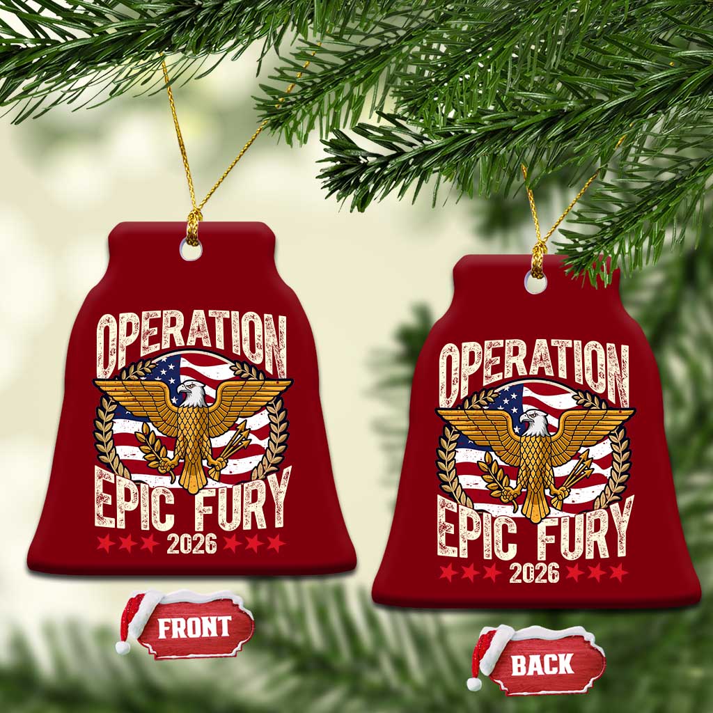 Operation Epic Fury 2026 Patriotic Eagle Crest Ceramic Ornament American Strength and Freedom TS02 Print Your Wear