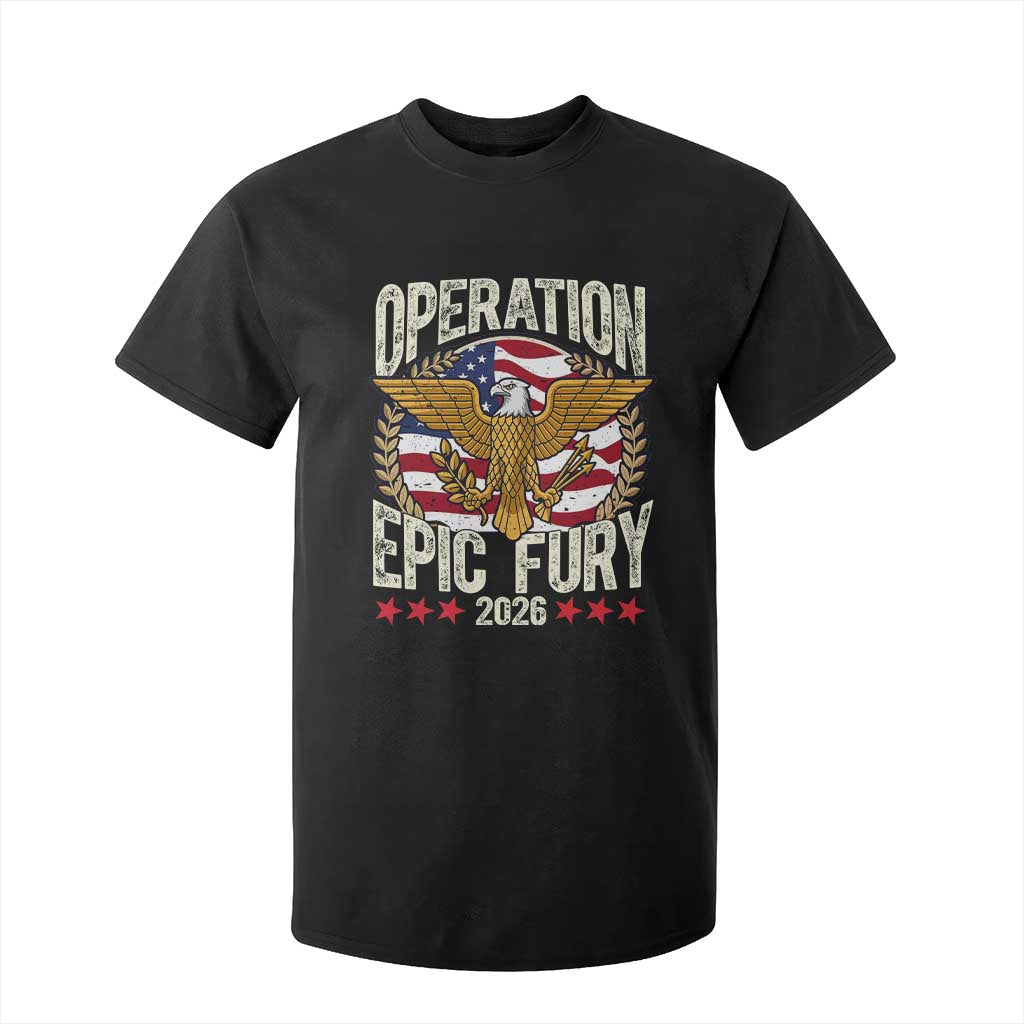 Operation Epic Fury 2026 Patriotic Eagle Crest T Shirt For Kid American Strength and Freedom TS02 Black Print Your Wear