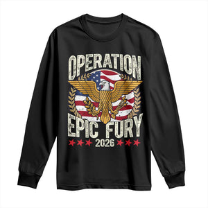 Operation Epic Fury 2026 Patriotic Eagle Crest Long Sleeve Shirt American Strength and Freedom TS02 Black Print Your Wear