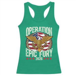 Operation Epic Fury 2026 Patriotic Eagle Crest Racerback Tank Top American Strength and Freedom TS02 Irish Green Print Your Wear