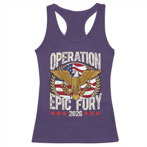 Operation Epic Fury 2026 Patriotic Eagle Crest Racerback Tank Top American Strength and Freedom TS02 Purple Print Your Wear
