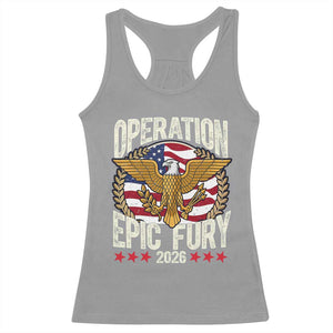 Operation Epic Fury 2026 Patriotic Eagle Crest Racerback Tank Top American Strength and Freedom TS02 Sport Gray Print Your Wear