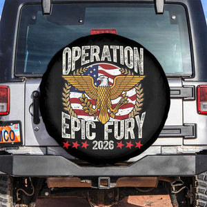 Operation Epic Fury 2026 Patriotic Eagle Crest Spare Tire Cover American Strength and Freedom TS02 No hole Black Print Your Wear