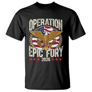 Operation Epic Fury 2026 Patriotic Eagle Crest T Shirt American Strength and Freedom TS02 Black Print Your Wear