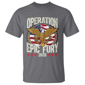 Operation Epic Fury 2026 Patriotic Eagle Crest T Shirt American Strength and Freedom TS02 Charcoal Print Your Wear