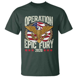 Operation Epic Fury 2026 Patriotic Eagle Crest T Shirt American Strength and Freedom TS02 Dark Forest Green Print Your Wear