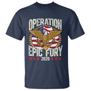 Operation Epic Fury 2026 Patriotic Eagle Crest T Shirt American Strength and Freedom TS02 Navy Print Your Wear