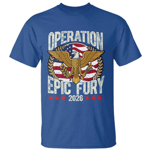 Operation Epic Fury 2026 Patriotic Eagle Crest T Shirt American Strength and Freedom TS02 Royal Blue Print Your Wear