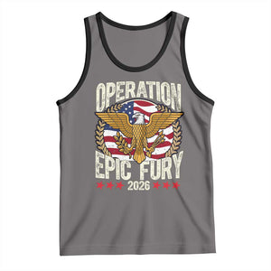 Operation Epic Fury 2026 Patriotic Eagle Crest Tank Top American Strength and Freedom TS02 Deep Heather Black Print Your Wear