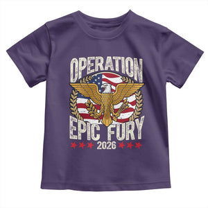 Operation Epic Fury 2026 Patriotic Eagle Crest Toddler T Shirt American Strength and Freedom TS02 Purple Print Your Wear