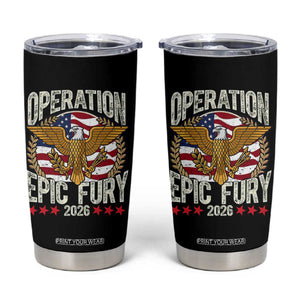 Operation Epic Fury 2026 Patriotic Eagle Crest Tumbler Cup American Strength and Freedom TS02 Black Print Your Wear