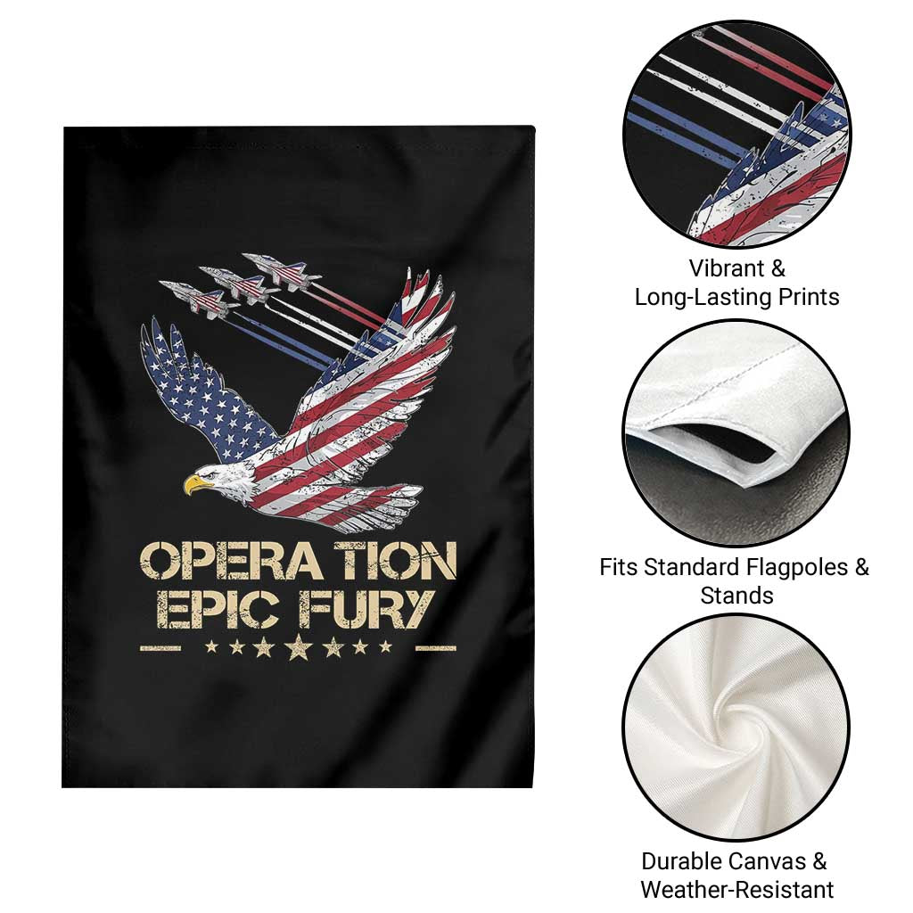 Operation Epic Fury American Eagle Flag Garden Flag Jet Flyover USA Freedom TS02 Print Your Wear