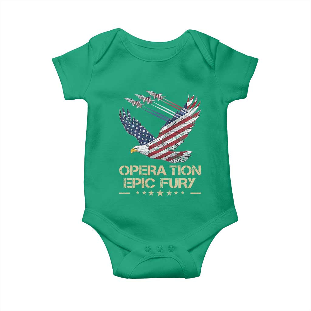 Operation Epic Fury American Eagle Flag Baby Onesie Jet Flyover USA Freedom TS02 Irish Green Print Your Wear