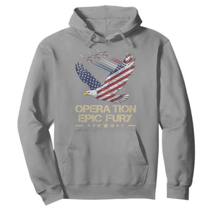 Operation Epic Fury American Eagle Flag Hoodie Jet Flyover USA Freedom TS02 Sport Gray Print Your Wear