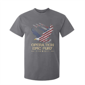 Operation Epic Fury American Eagle Flag T Shirt For Kid Jet Flyover USA Freedom TS02 Charcoal Print Your Wear