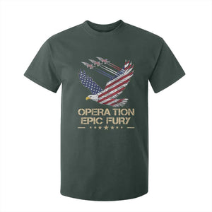Operation Epic Fury American Eagle Flag T Shirt For Kid Jet Flyover USA Freedom TS02 Dark Forest Green Print Your Wear
