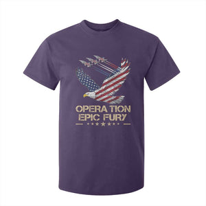 Operation Epic Fury American Eagle Flag T Shirt For Kid Jet Flyover USA Freedom TS02 Purple Print Your Wear