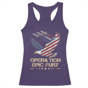 Operation Epic Fury American Eagle Flag Racerback Tank Top Jet Flyover USA Freedom TS02 Purple Print Your Wear