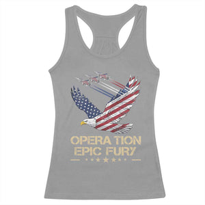 Operation Epic Fury American Eagle Flag Racerback Tank Top Jet Flyover USA Freedom TS02 Sport Gray Print Your Wear