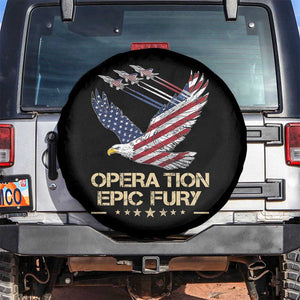 Operation Epic Fury American Eagle Flag Spare Tire Cover Jet Flyover USA Freedom TS02 No hole Black Print Your Wear